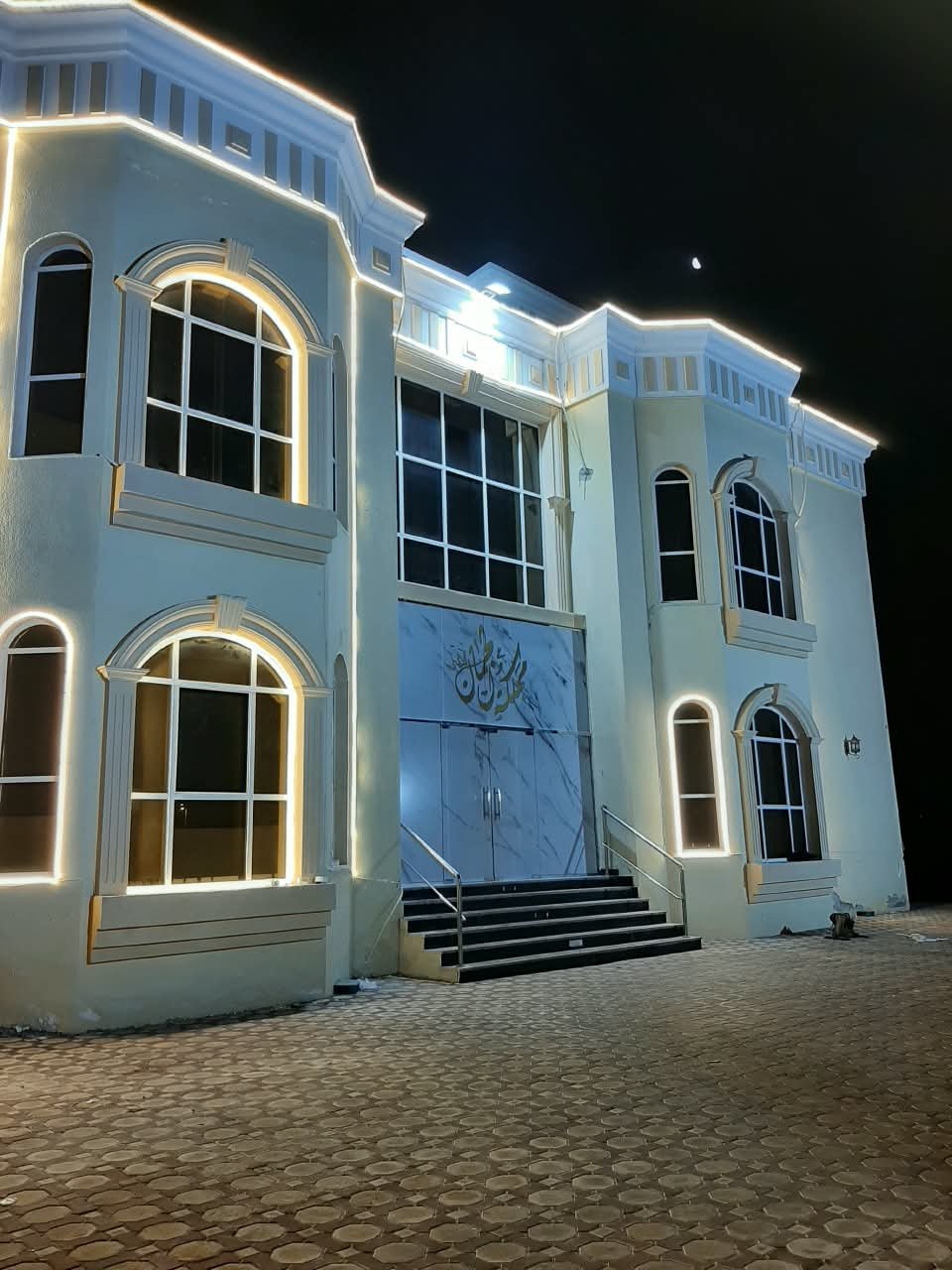 Exterior villa painting and outdoor LED lighting installation